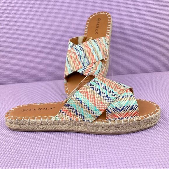 Serra Woven Cross Strap Espadrille Slide Sandals Size 8 NWOT - Picture 1 of 10